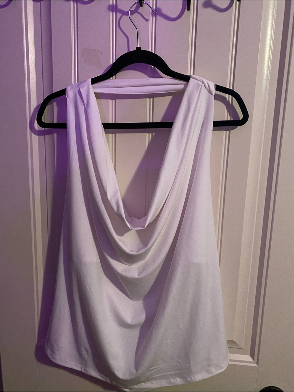 New York & Company White Halter Top with Shelf Bust Lining